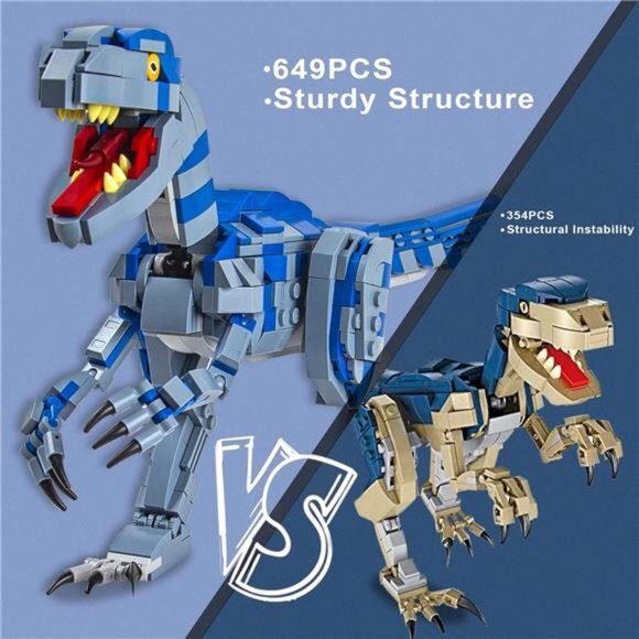 Dinosaur Toys Compatible with Lego, 649PCS Velociraptor Building‎  6-10 Boys, - Picture 5 of 7